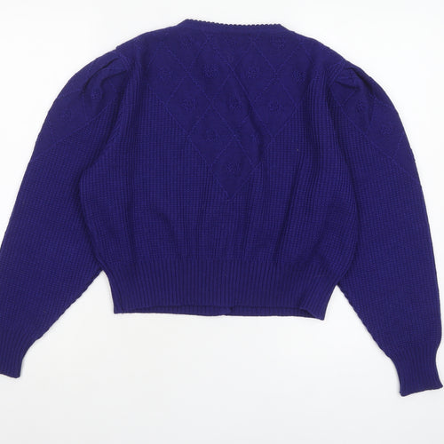 Avoca Collection Women's Purple Wool Puff Sleeve Cardigan S