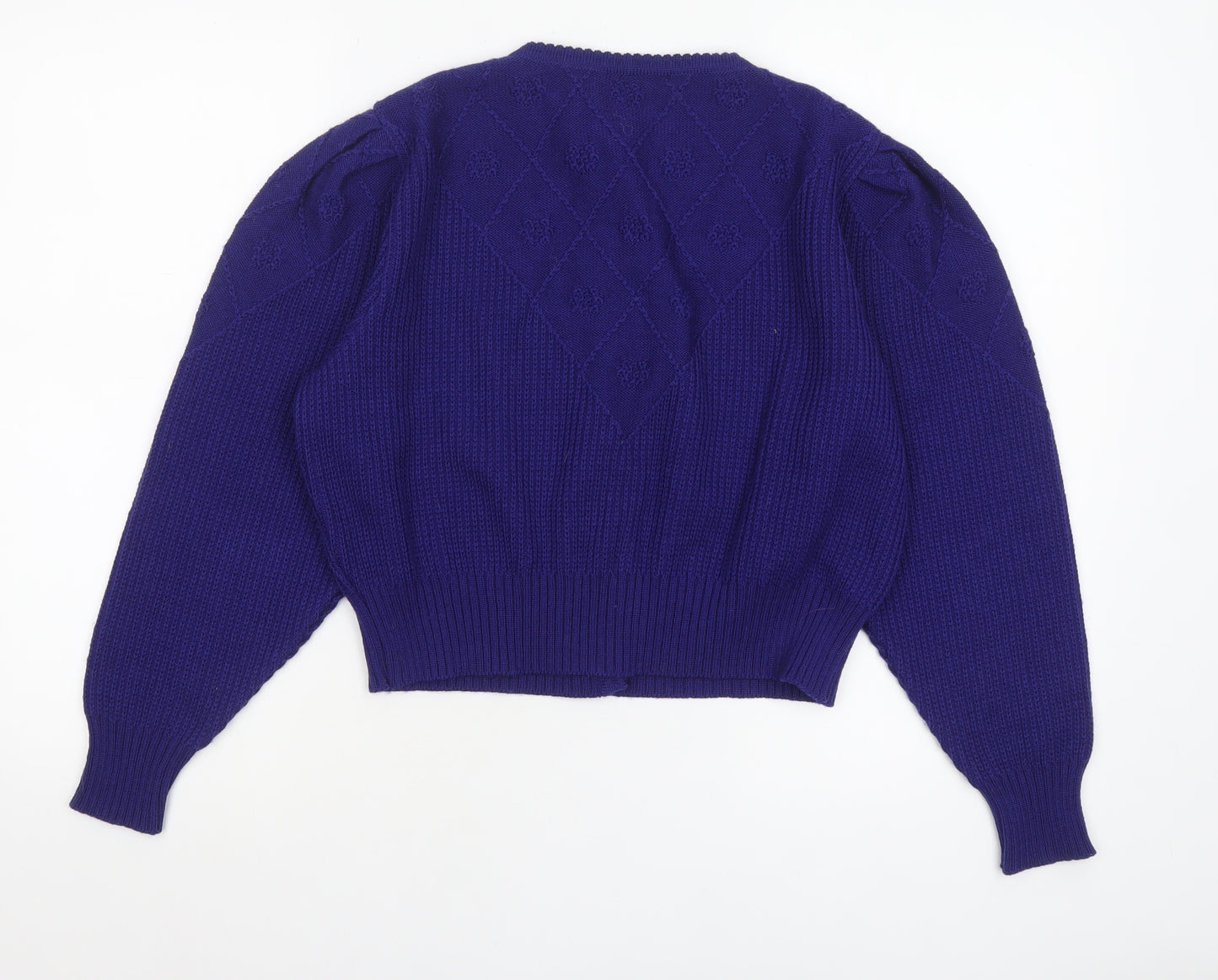 Avoca Collection Women's Purple Wool Puff Sleeve Cardigan S