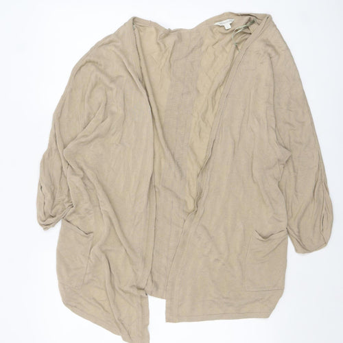 Monsoon Women Beige L Open Knit Long Sleeve Cardigan