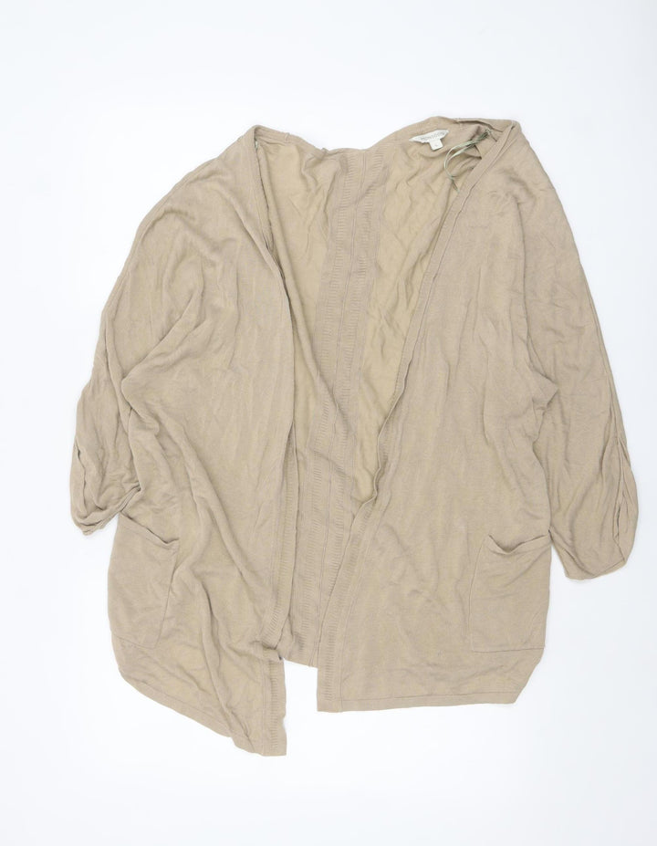 Monsoon Women Beige L Open Knit Long Sleeve Cardigan