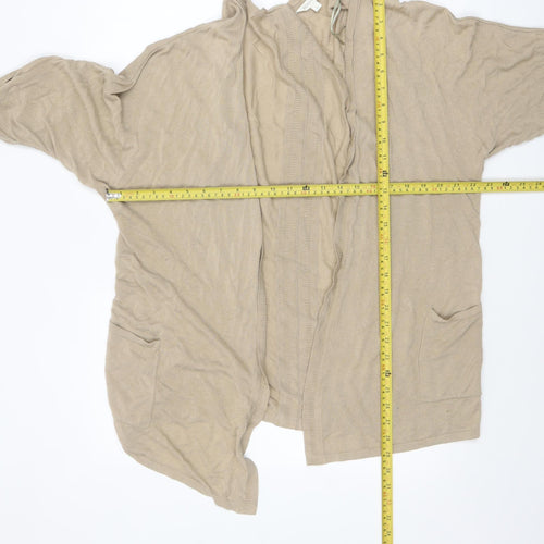 Monsoon Women Beige L Open Knit Long Sleeve Cardigan