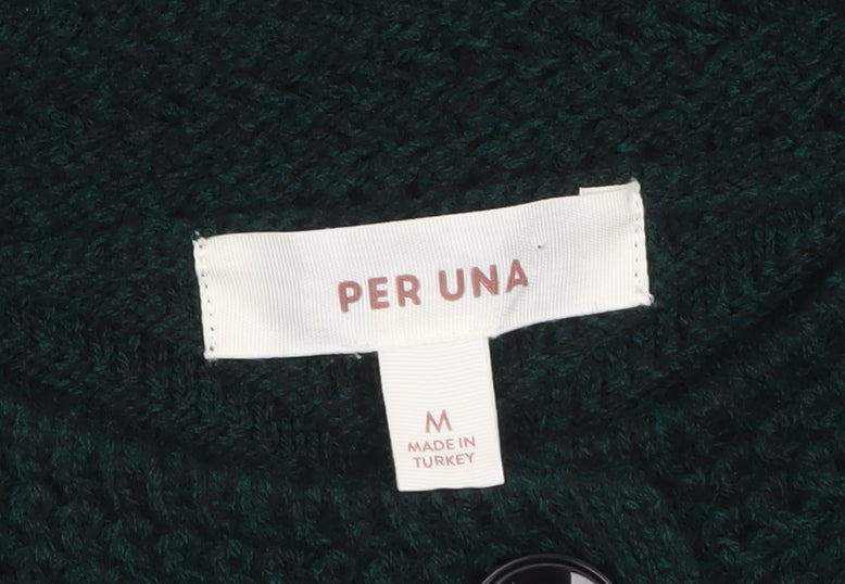 Marks and Spencer Women Green M Chunky-Knit Button Cardigan