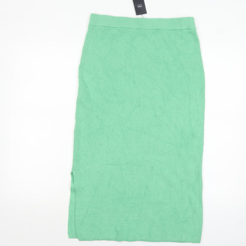 Marks and Spencer Womens Green Knit Midi Skirt M Elastic Waist