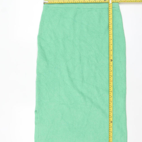 Marks and Spencer Womens Green Knit Midi Skirt M Elastic Waist