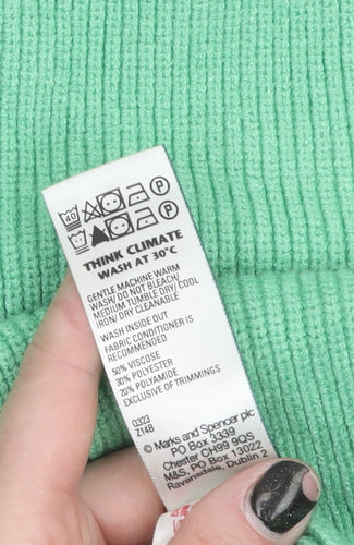 Marks and Spencer Womens Green Knit Midi Skirt M Elastic Waist