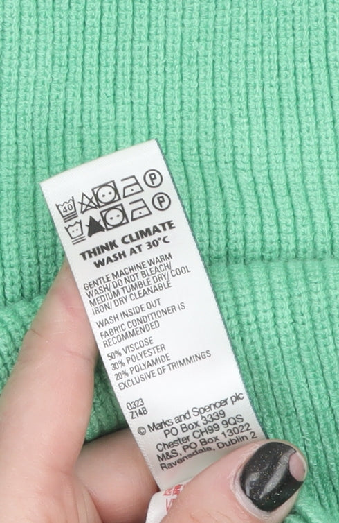 Marks and Spencer Womens Green Knit Midi Skirt M Elastic Waist
