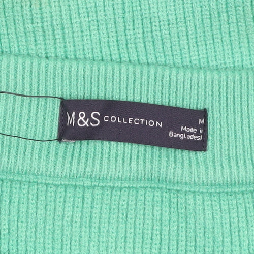 Marks and Spencer Womens Green Knit Midi Skirt M Elastic Waist