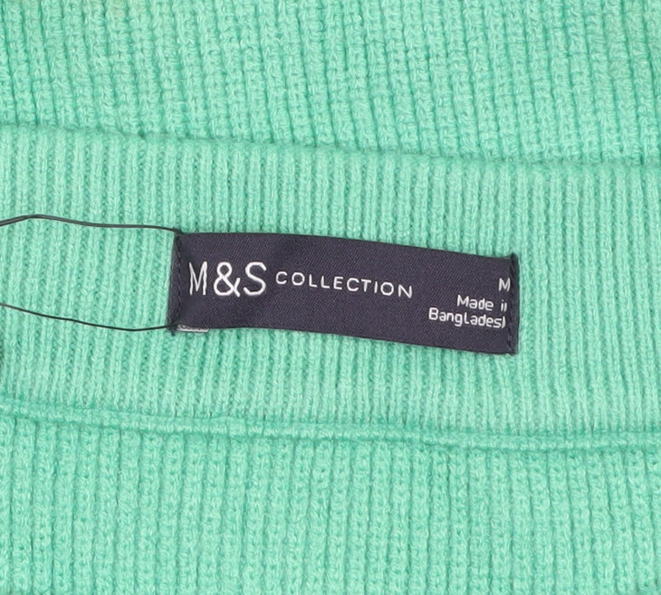 Marks and Spencer Womens Green Knit Midi Skirt M Elastic Waist
