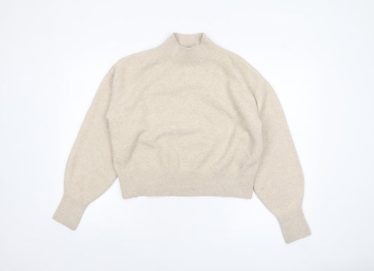 & Other Stories Women’s Beige Mock Neck Wool Blend Pullover Jumper Size S