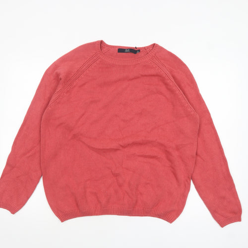 ISLE Womens Pink Cotton Crew Neck Pullover Jumper Size 18-20