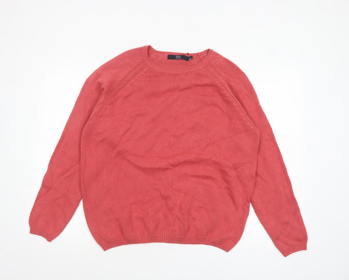 ISLE Womens Pink Cotton Crew Neck Pullover Jumper Size 18-20
