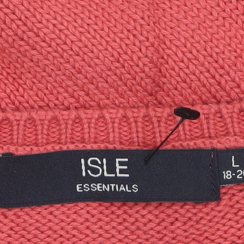 ISLE Womens Pink Cotton Crew Neck Pullover Jumper Size 18-20