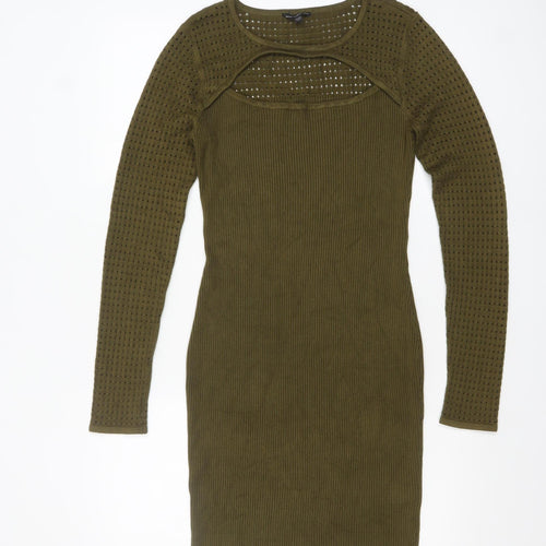 Guess Women Green Bodycon Knit Cut Out Dress Size 12