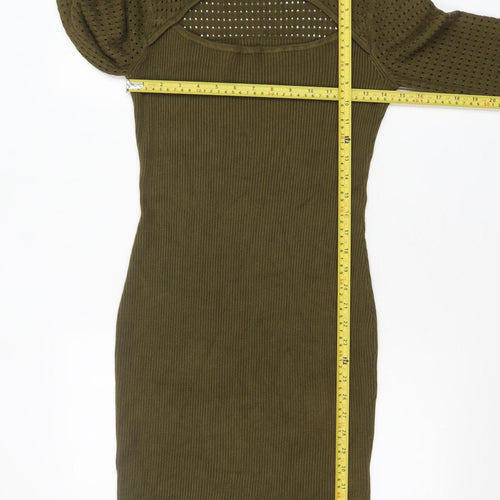 Guess Women Green Bodycon Knit Cut Out Dress Size 12
