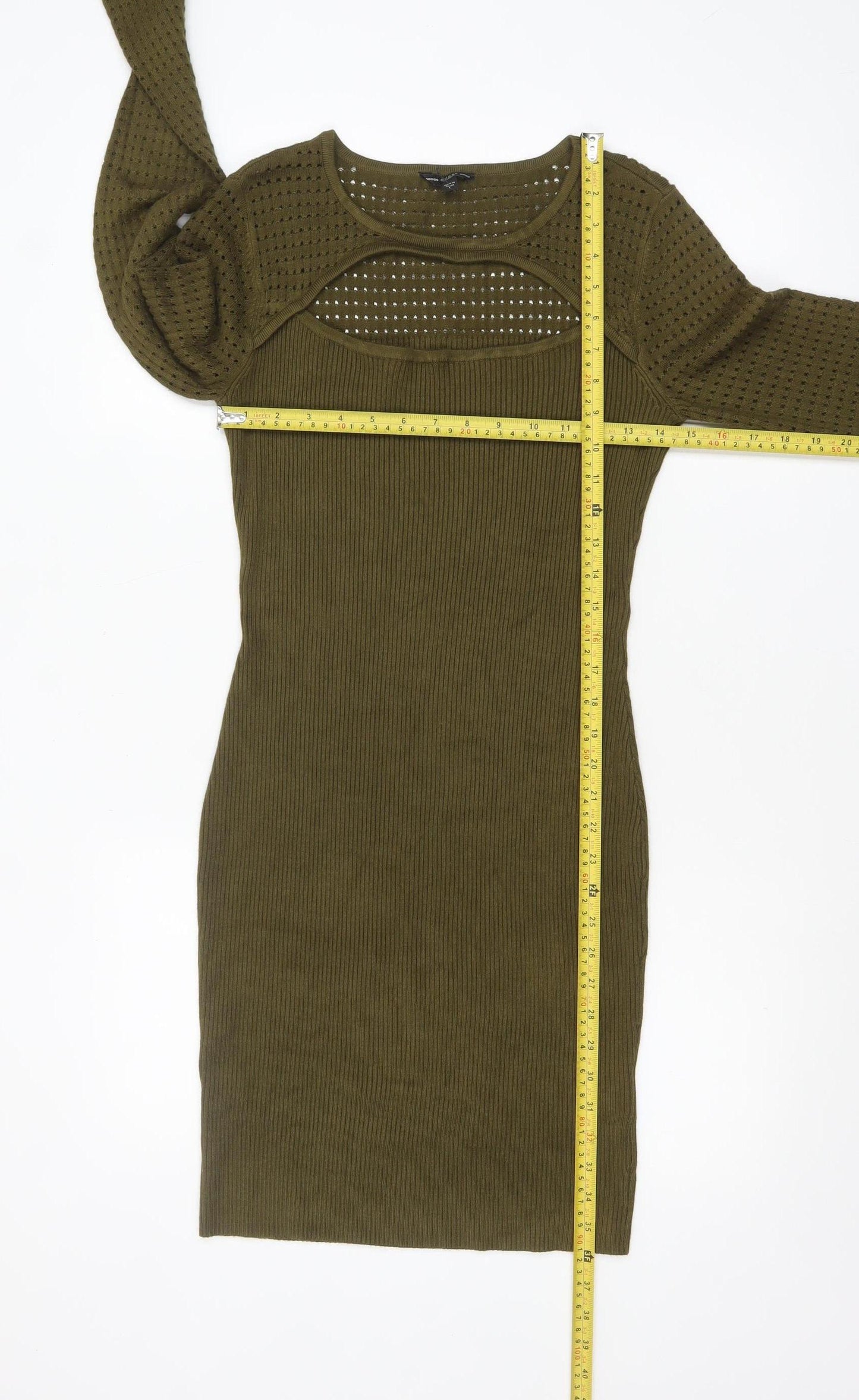 Guess Women Green Bodycon Knit Cut Out Dress Size 12