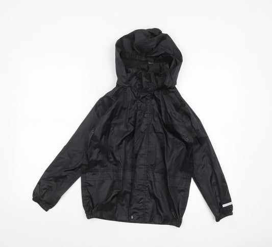 Hunter Reign Hartwick Boys Black Hooded Waterproof Rain Coat 5-6 Years