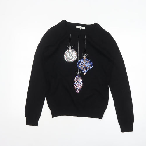 Peacocks Women's Black Size 10 Sequin Christmas Pullover Jumper