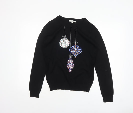 Peacocks Women's Black Size 10 Sequin Christmas Pullover Jumper