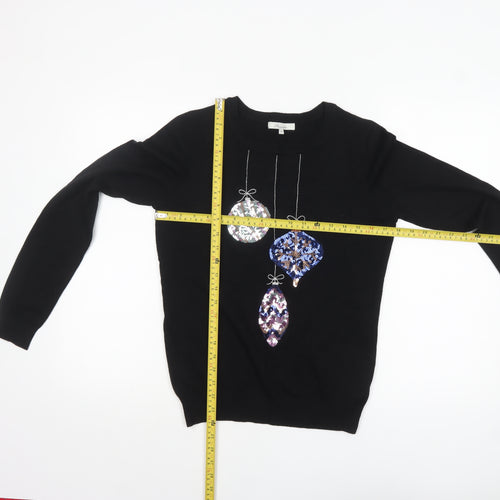 Peacocks Women's Black Size 10 Sequin Christmas Pullover Jumper