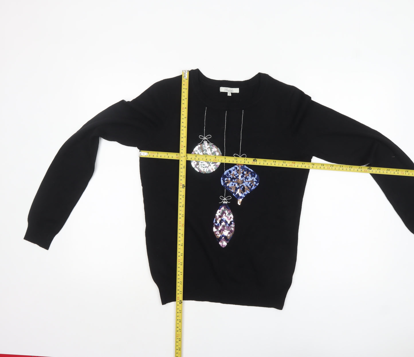Peacocks Women's Black Size 10 Sequin Christmas Pullover Jumper