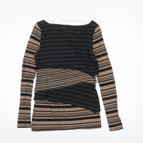 Calvin Klein Women Beige Striped Long Sleeve Quick Dry Top M