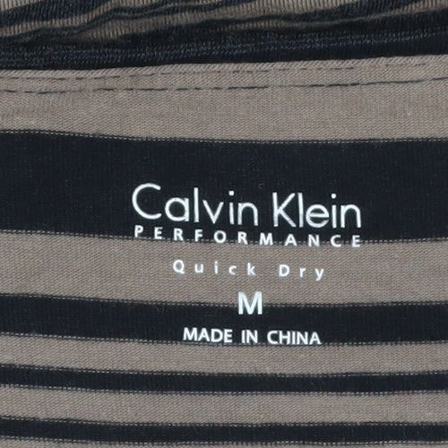 Calvin Klein Women Beige Striped Long Sleeve Quick Dry Top M