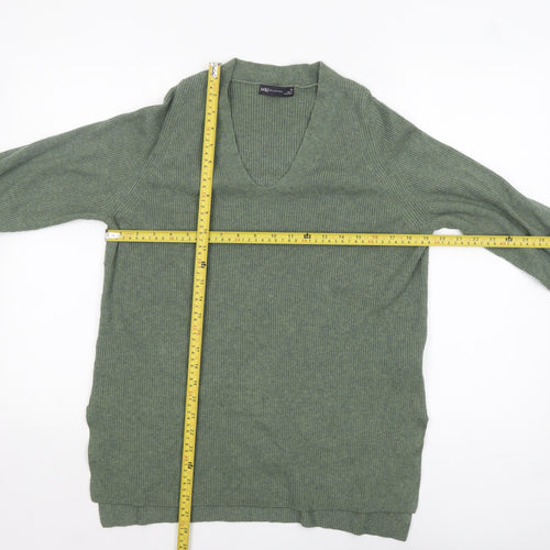 Marks and Spencer Women's Green V-Neck Knit Jumper Size 10