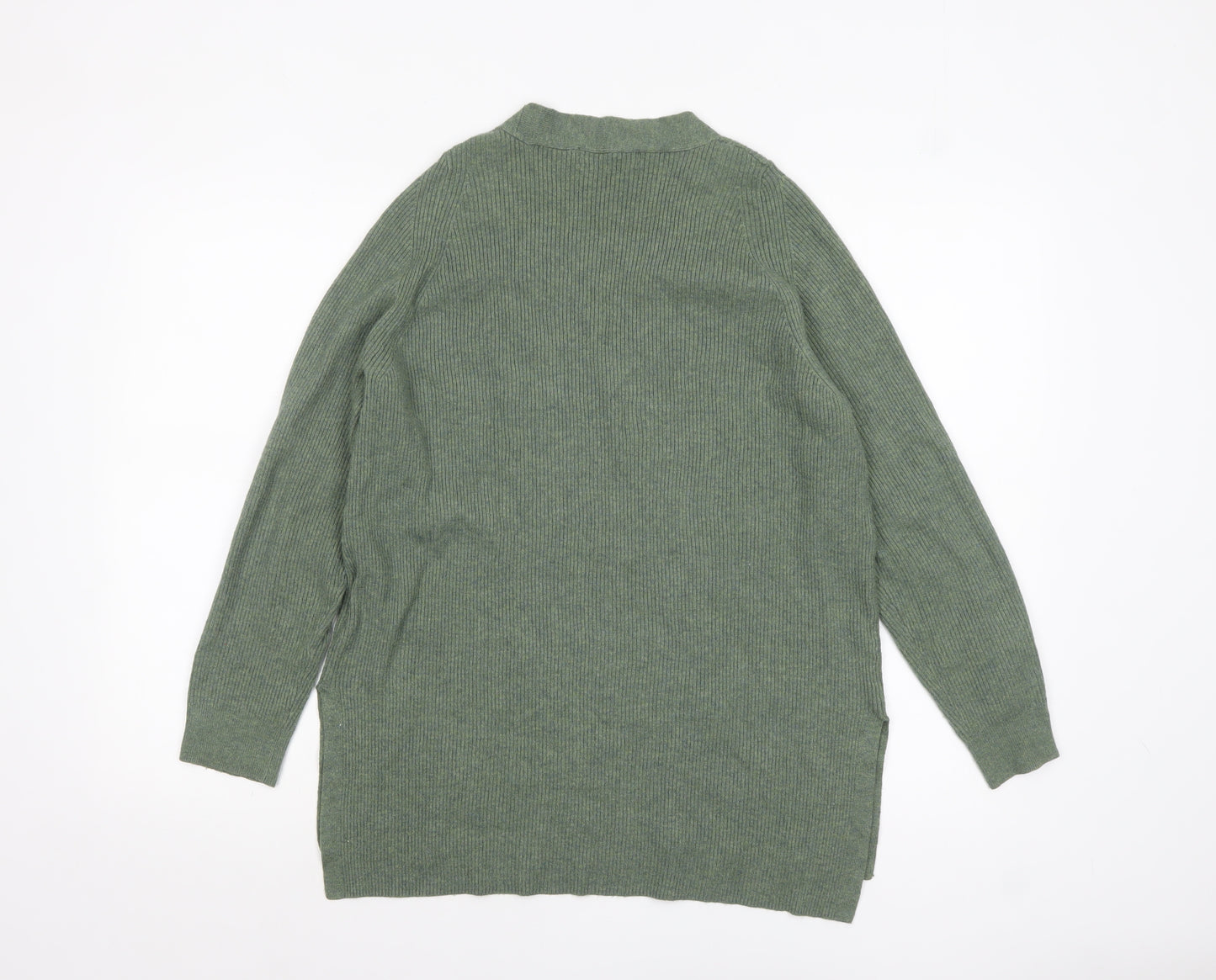 Marks and Spencer Women's Green V-Neck Knit Jumper Size 10