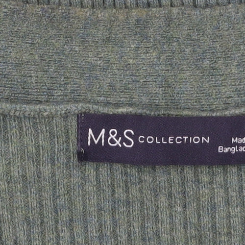 Marks and Spencer Women's Green V-Neck Knit Jumper Size 10