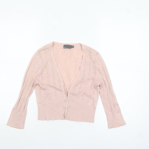 Mexx Women's Pink Cotton V-Neck Button-Up Cardigan Size S