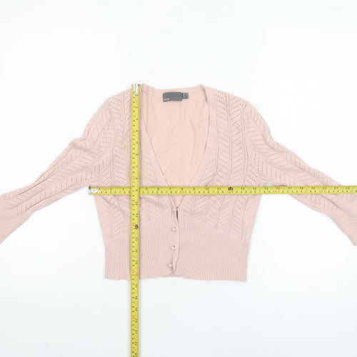Mexx Women's Pink Cotton V-Neck Button-Up Cardigan Size S