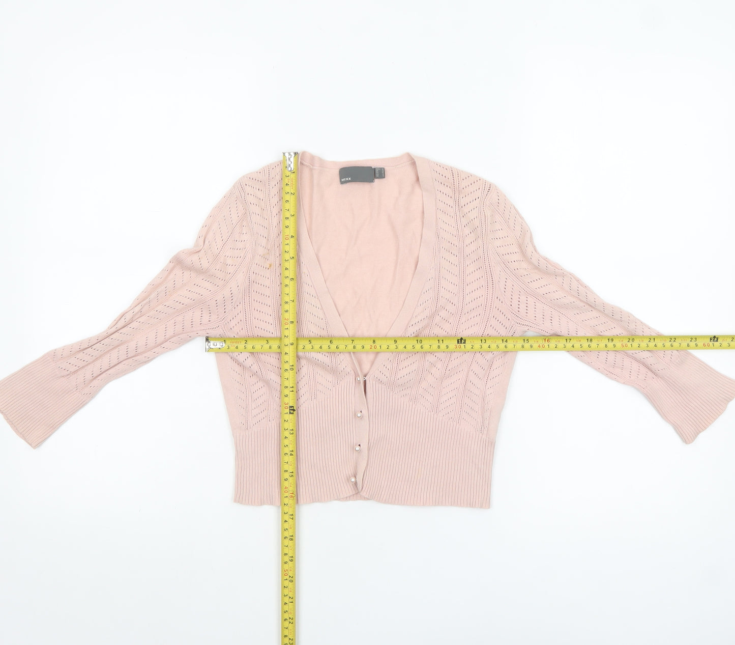 Mexx Women's Pink Cotton V-Neck Button-Up Cardigan Size S
