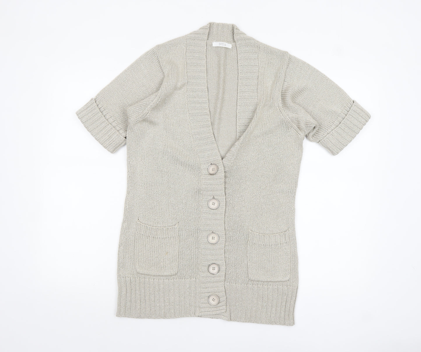 Marks and Spencer Women’s Grey Short Sleeve Button Cardigan UK 10