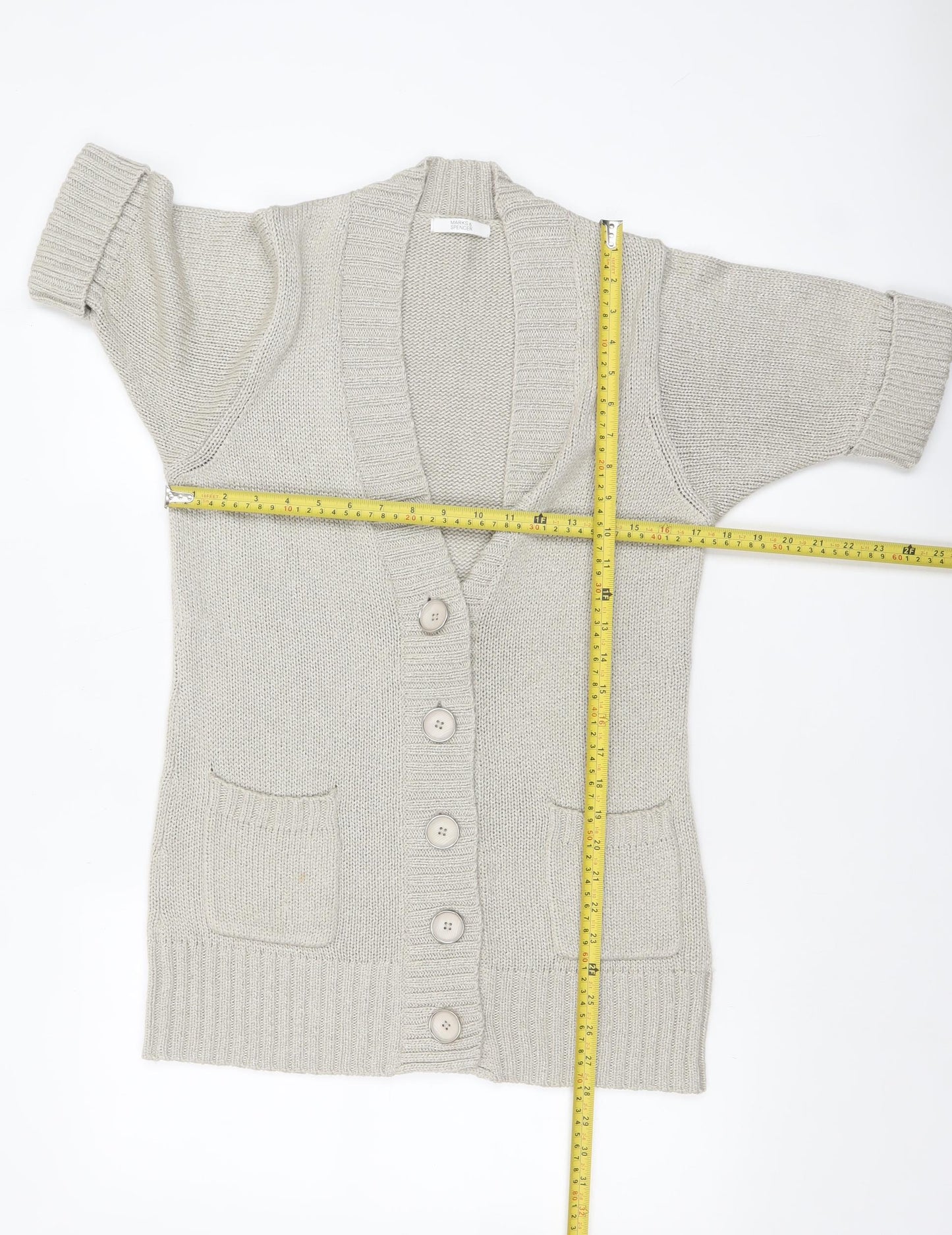Marks and Spencer Women’s Grey Short Sleeve Button Cardigan UK 10
