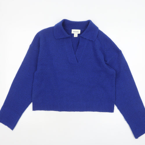 Monki Women's Blue Collared Knit Pullover Jumper XS