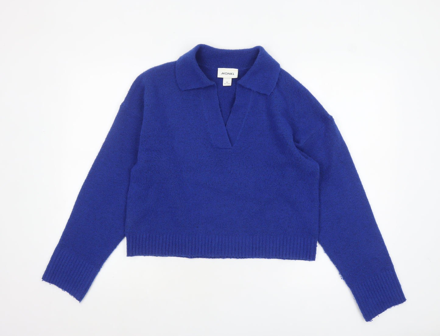 Monki Women's Blue Collared Knit Pullover Jumper XS