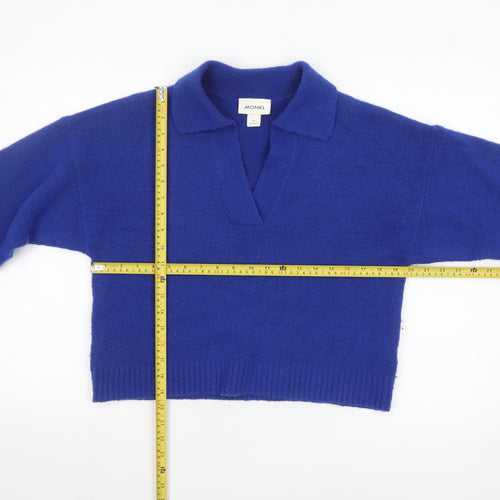 Monki Women's Blue Collared Knit Pullover Jumper XS