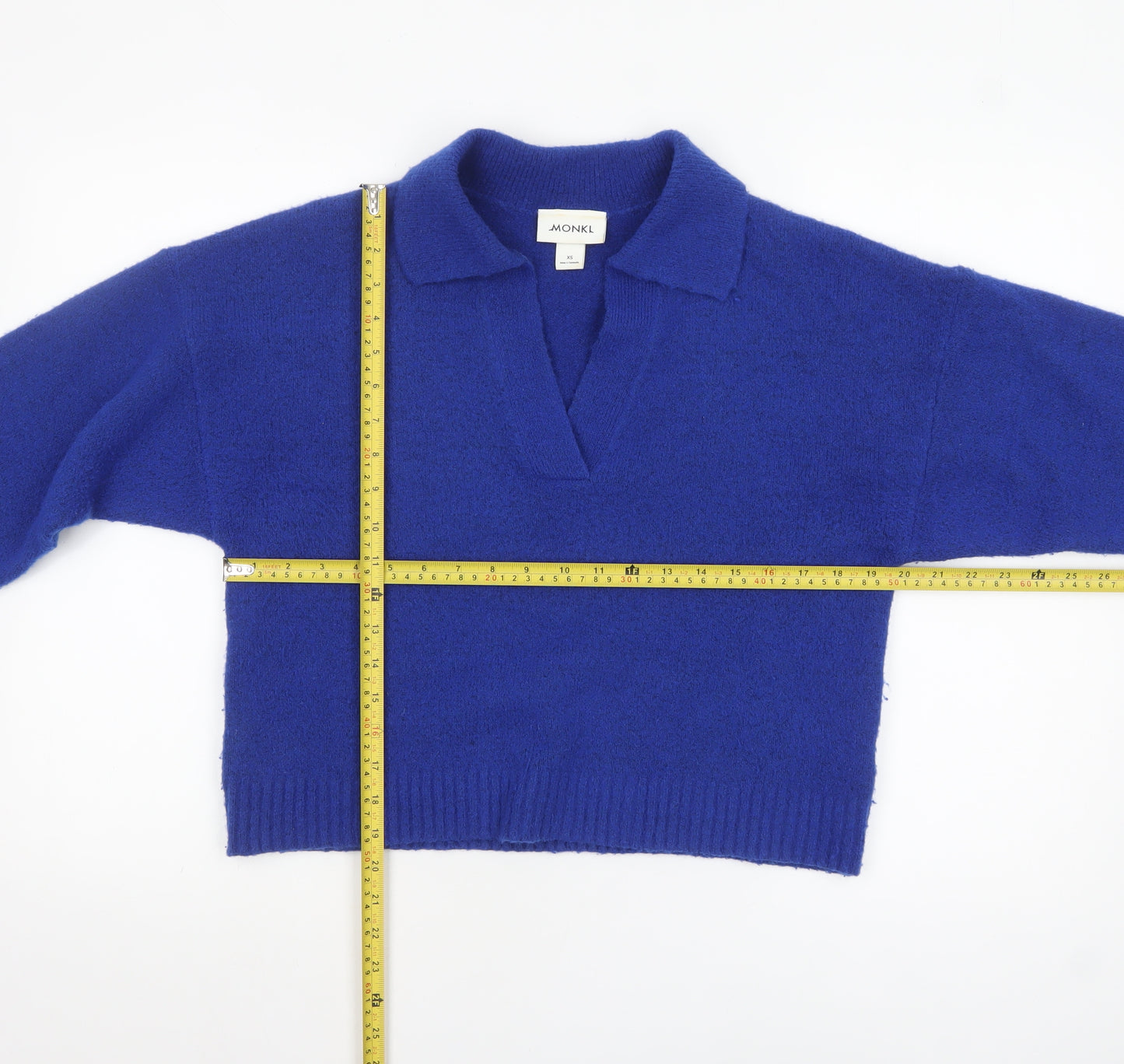 Monki Women's Blue Collared Knit Pullover Jumper XS