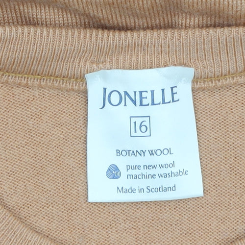Jonelle Women's Beige Wool Crew Neck Jumper Size 16