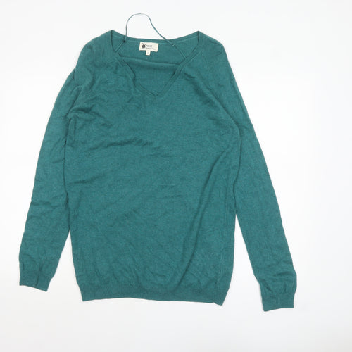 Next Women Green V-Neck Long Sleeve Pullover Jumper Size 10