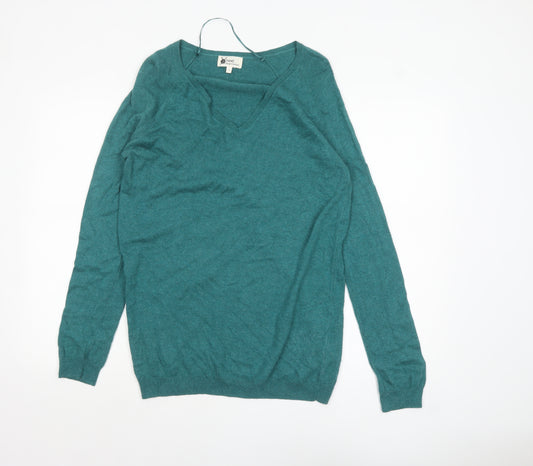 Next Women Green V-Neck Long Sleeve Pullover Jumper Size 10