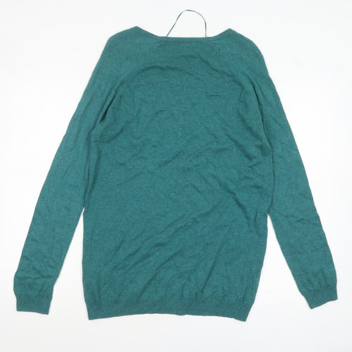 Next Women Green V-Neck Long Sleeve Pullover Jumper Size 10