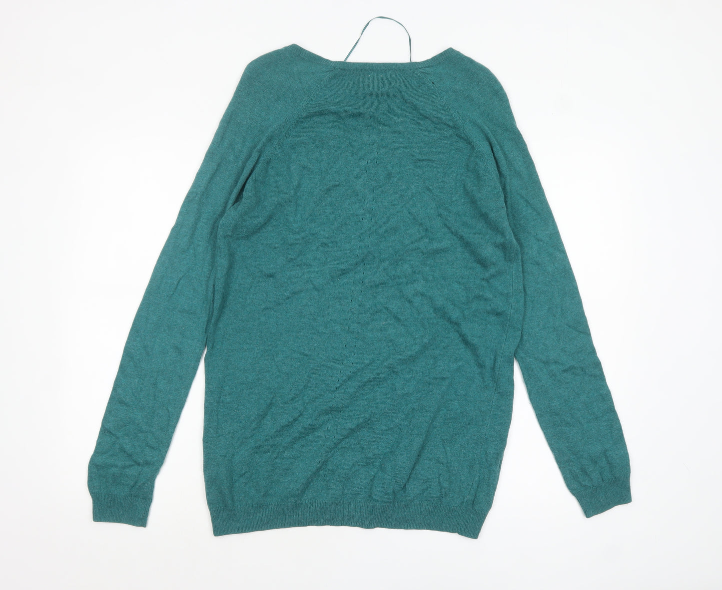 Next Women Green V-Neck Long Sleeve Pullover Jumper Size 10
