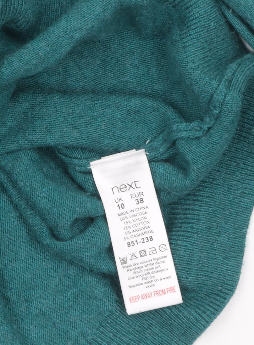 Next Women Green V-Neck Long Sleeve Pullover Jumper Size 10