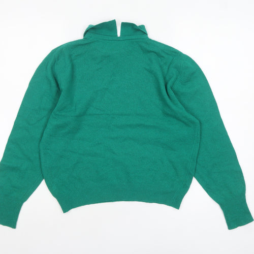 Confezioni di Lusso Women's Green Collared Wool Blend Jumper Size 12
