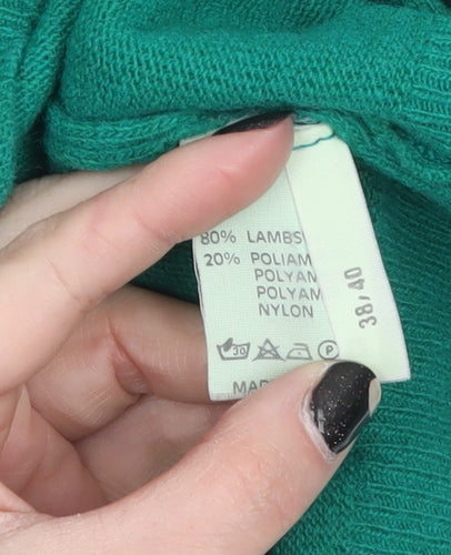 Confezioni di Lusso Women's Green Collared Wool Blend Jumper Size 12