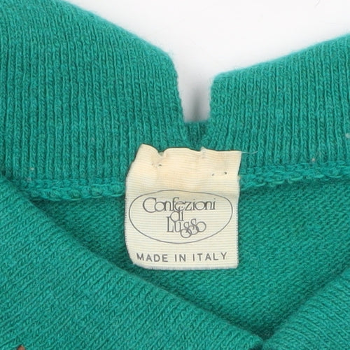 Confezioni di Lusso Women's Green Collared Wool Blend Jumper Size 12