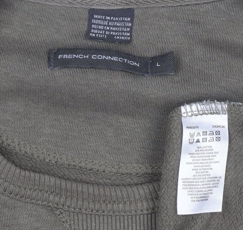 French Connection Men's Green L Pullover Sweatshirt Crew Neck