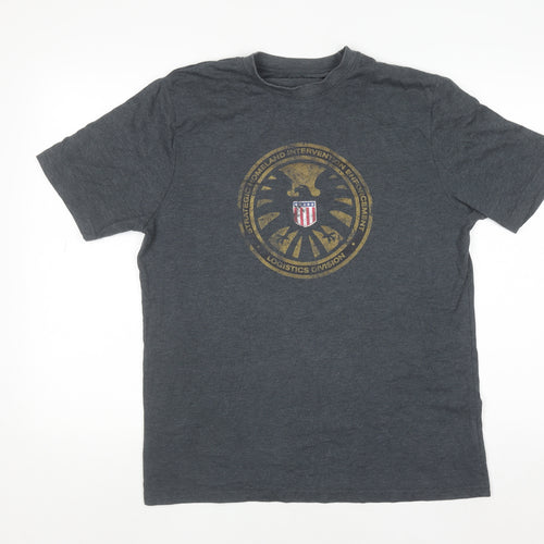 Character.com Men’s Grey Marvel SHIELD Logo T-Shirt Size L