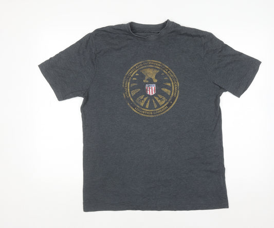 Character.com Men’s Grey Marvel SHIELD Logo T-Shirt Size L